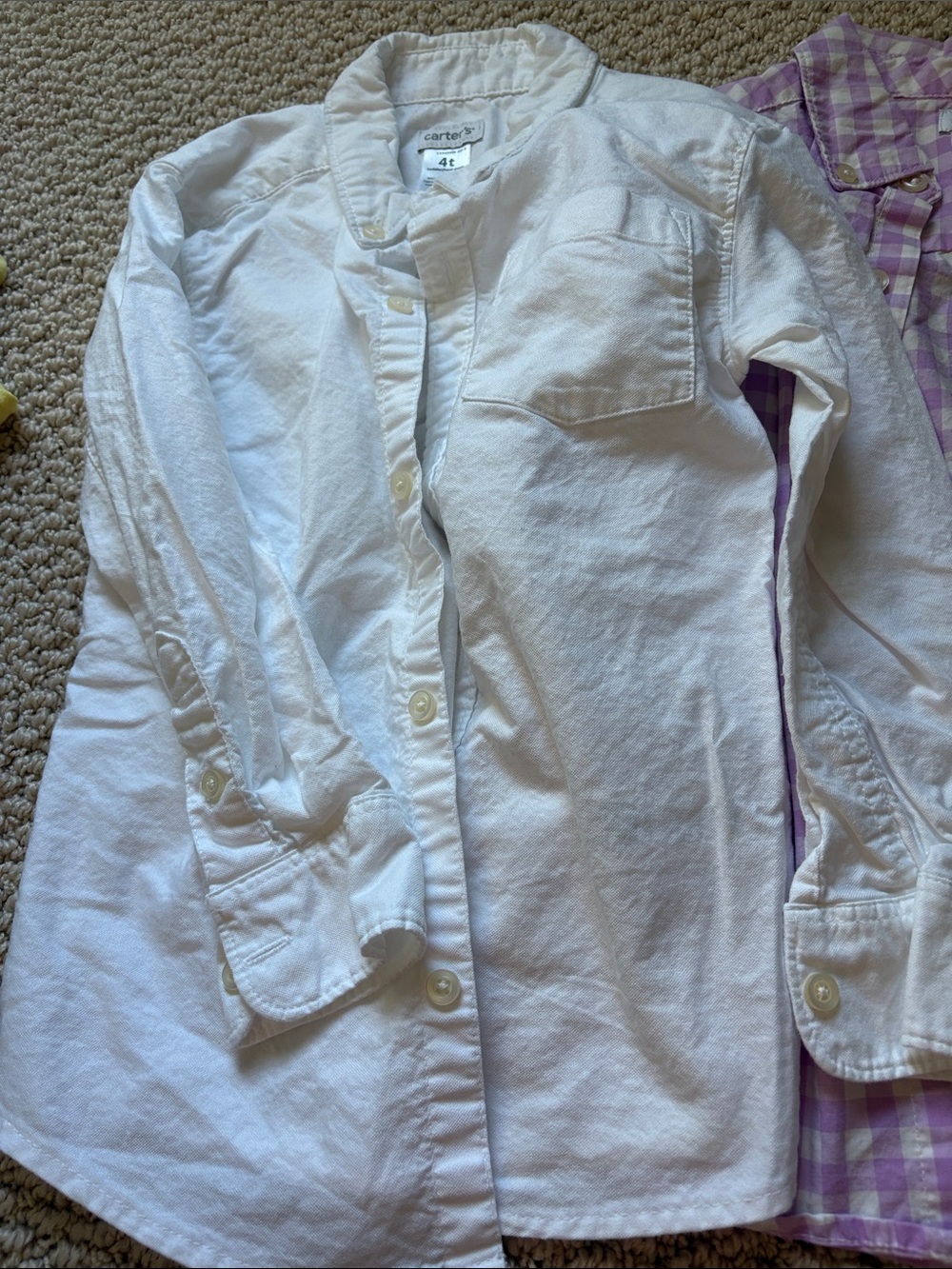 Boys White & Purple Button Down Shirt 4T